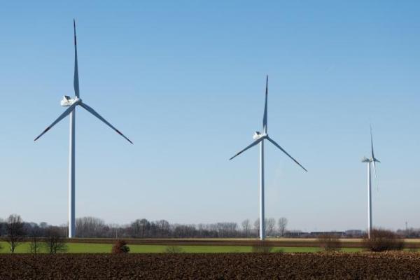 Wind turbines in a rural area